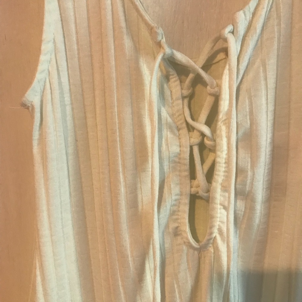Off white lace up crop top